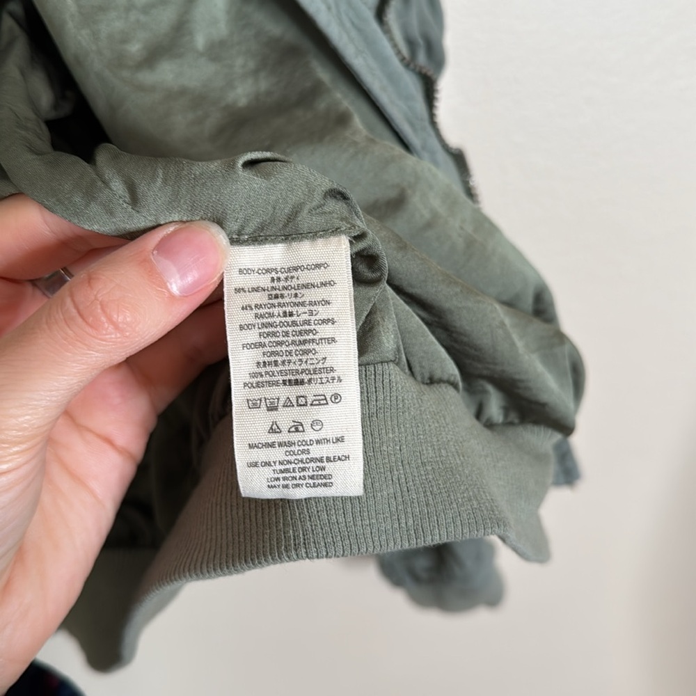 Free People Ruched Linen Bomber Jacket - Picture 7 of 10